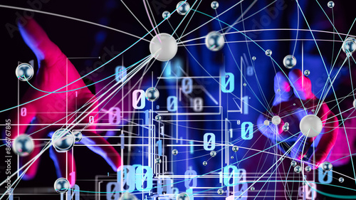Global network. Blockchain. 3D illustration. Neural networks and artificial intelligence. Abstract