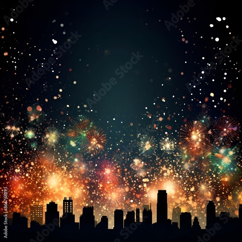 fireworks in the night sky city skyline