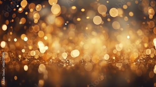 Elegant festive golden bokeh background with sparkling glittering backdrop for special occasions