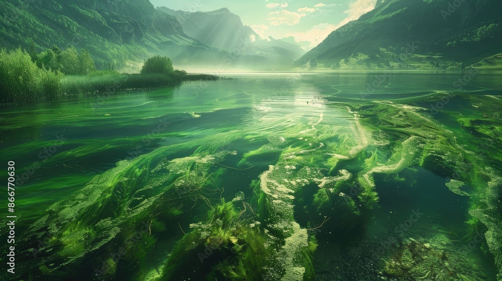 Sunlight turns everything green including bodies of water Sunlight turns everything green including bodies of water