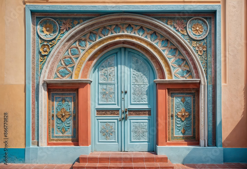 colorful door of an iconic hispanic architectural building
