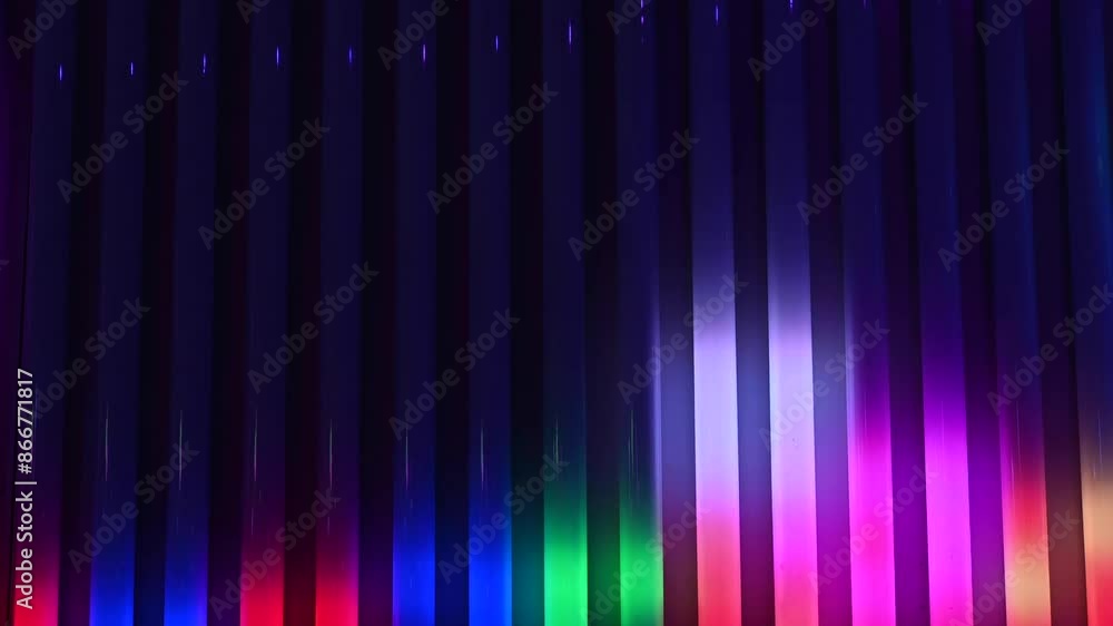 Vibrant multi-colored vertical light bars in a row