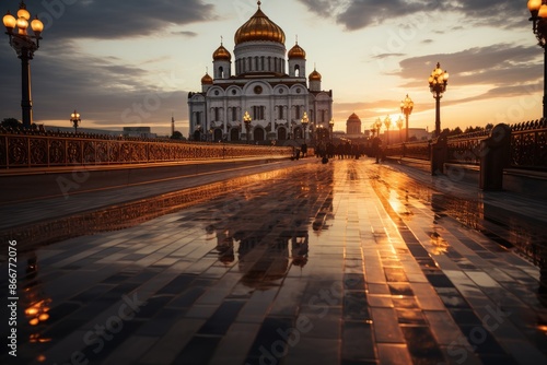 Moscow, Russia, the Cathedral of Christ Savior (Cathedral of Christ the Saviour), an Orthodox Church., generative IA