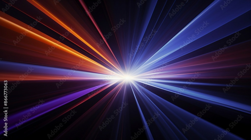 Abstract Light Rays in Vibrant Colors Converging to a Bright Center Point. Generative AI Abstract Light Rays in Vibrant Colors Converging to a Bright Center Point. Generative AI