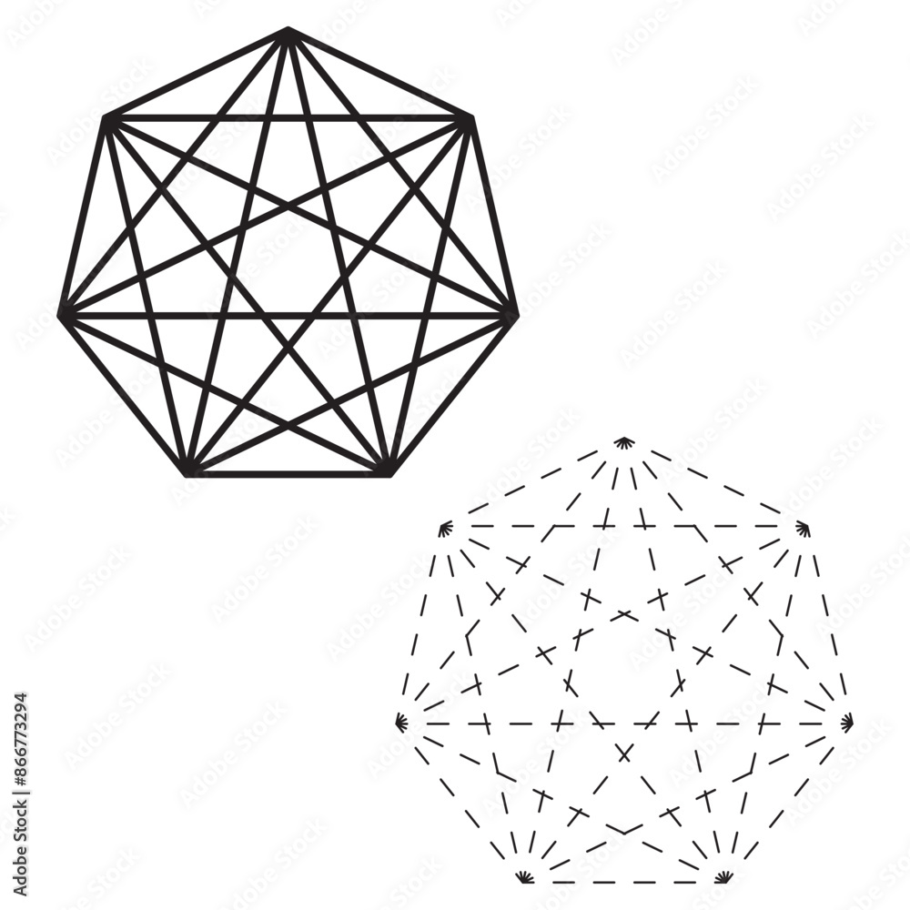 Geometric wireframe shapes. Black outline vector. Abstract star designs. Minimalistic pattern. Geometric wireframe shapes. Black outline vector. Abstract star designs. Minimalistic pattern.