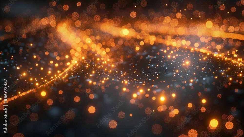 A yellow light glows brightly against a black background in this clear image A yellow light glows brightly against a black background in this clear image