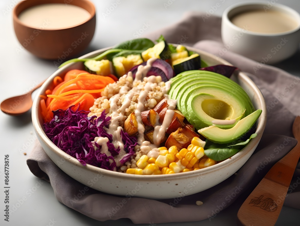 Vibrant Buddha Bowl with Avocado, Grilled Veggies, and Quinoa Vibrant Buddha Bowl with Avocado, Grilled Veggies, and Quinoa
