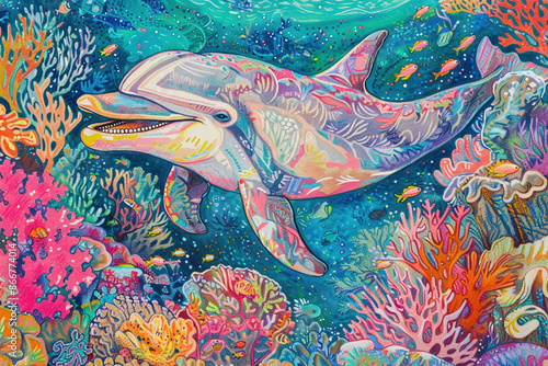 Delfin mit Korallen photo