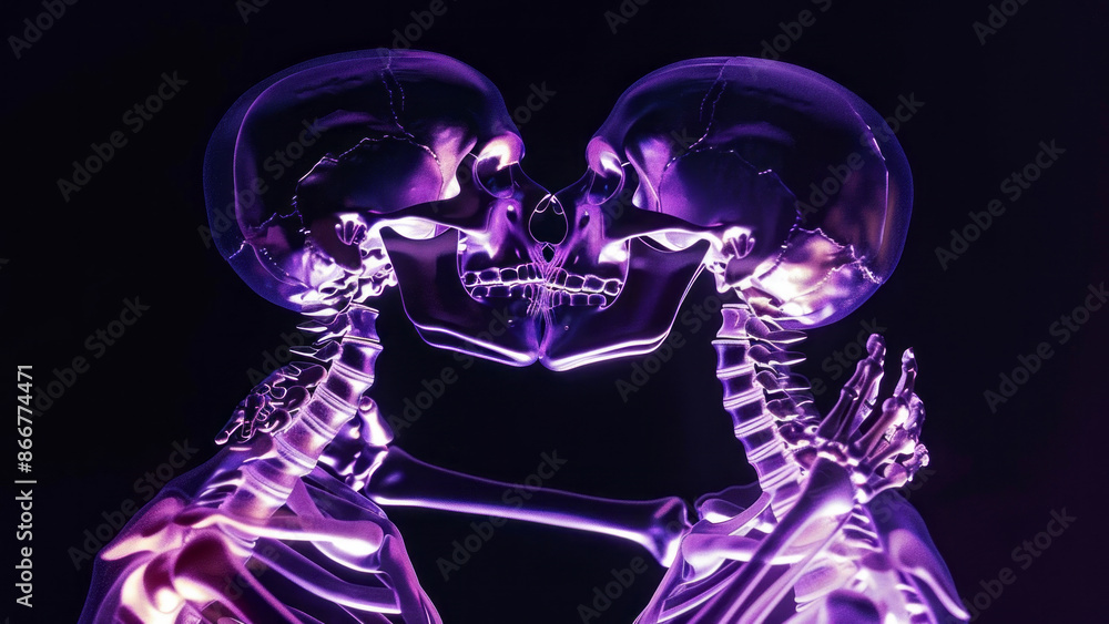 Skeletons Kissing Under a Neon Light Skeletons Kissing Under a Neon Light