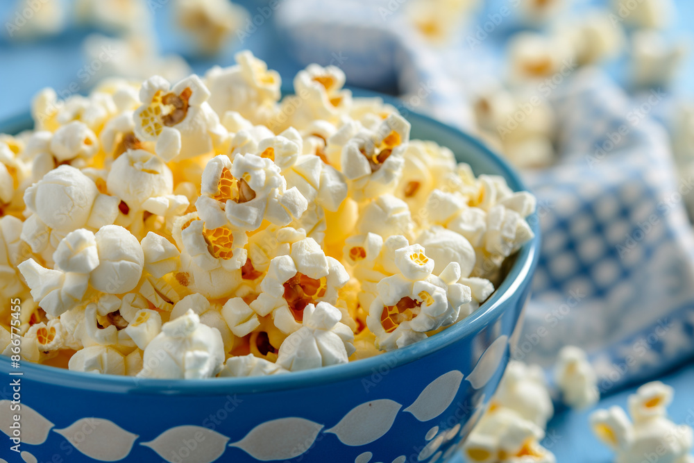 Close-up of a bowl of freshly popped popcorn, golden and buttery, perfect for enjoying on National Popcorn Day Close-up of a bowl of freshly popped popcorn, golden and buttery, perfect for enjoying on National Popcorn Day