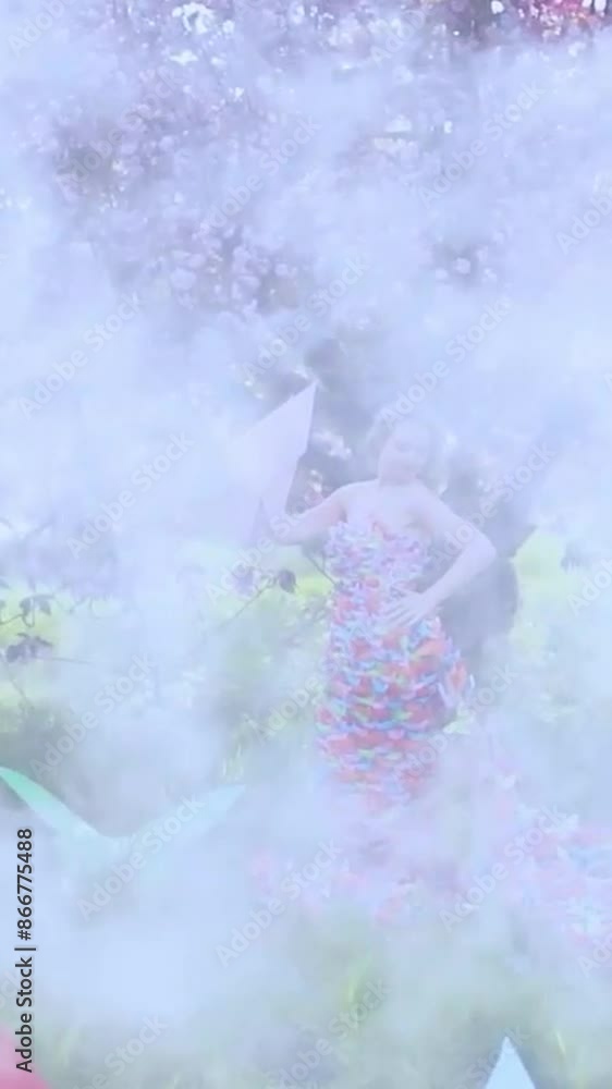 Beautiful woman with butterflies in spring sakura Beautiful woman with butterflies in spring sakura