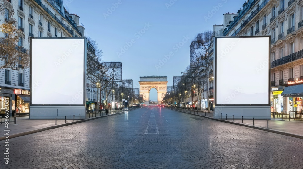 Naklejka premium Parisian Evening With Blank Canvas