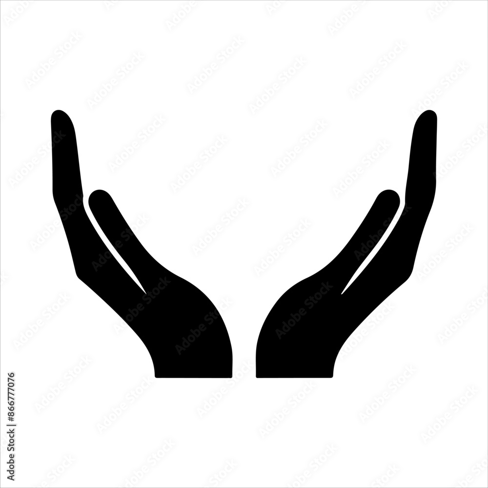 Two hands silhouette isolated on white background. Two hands icon vector illustration design. Two hands silhouette isolated on white background. Two hands icon vector illustration design.