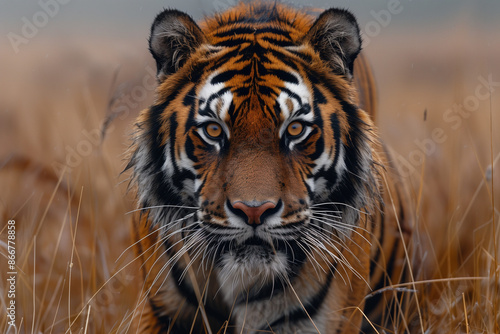 photo d'un tigre dans un environnement sauvage, paysage naturel, faune, animal prédateur