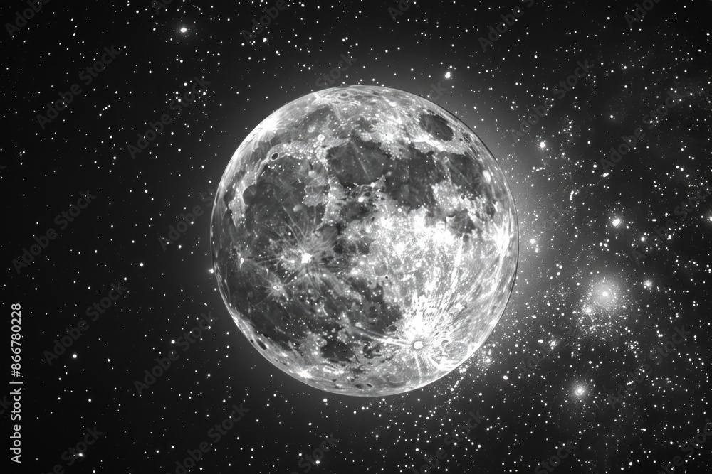 Full Moon. Astronomy Illustration of a Full Moon in Night Sky Full Moon. Astronomy Illustration of a Full Moon in Night Sky