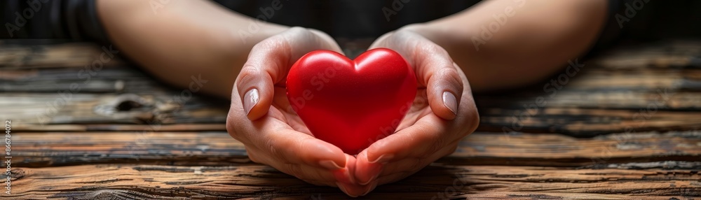 Abstract medical design with hands offering a red heart Abstract medical design with hands offering a red heart