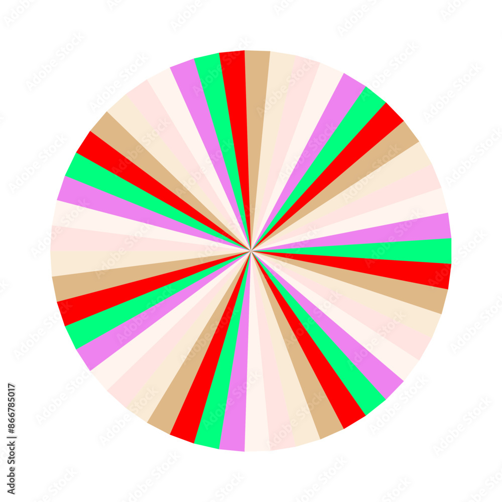 Fototapeta premium An abstract retro boho sunburst stripe pattern design element.