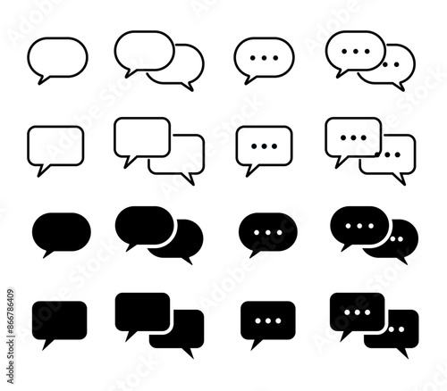 Conversation bubble icon icon set with editable stroke. Speech balloons icons. Vector illustration.