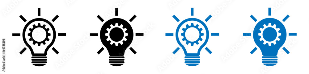 Innovation solid web icon set with editable stroke. Vector illustration.