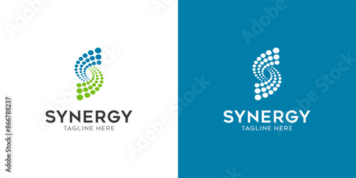 synergy logo, the concept of two or more entities working together, The interlocking circles represent the coming together of diverse elements