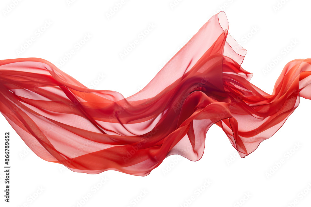 Floating elegant red fabric isolated on transparent or white background Floating elegant red fabric isolated on transparent or white background