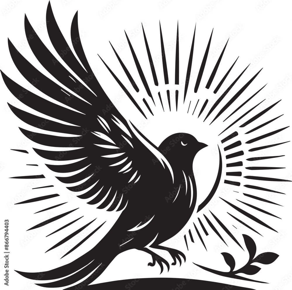 Naklejka premium bird silhouette with white background, Vector cartoon illustration in childish style isolated on white background.