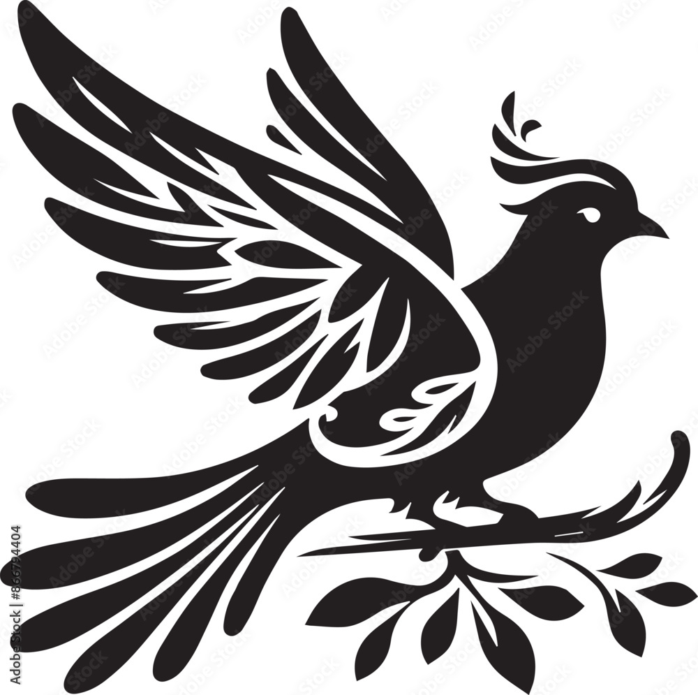Obraz premium bird silhouette with white background, Vector cartoon illustration in childish style isolated on white background.