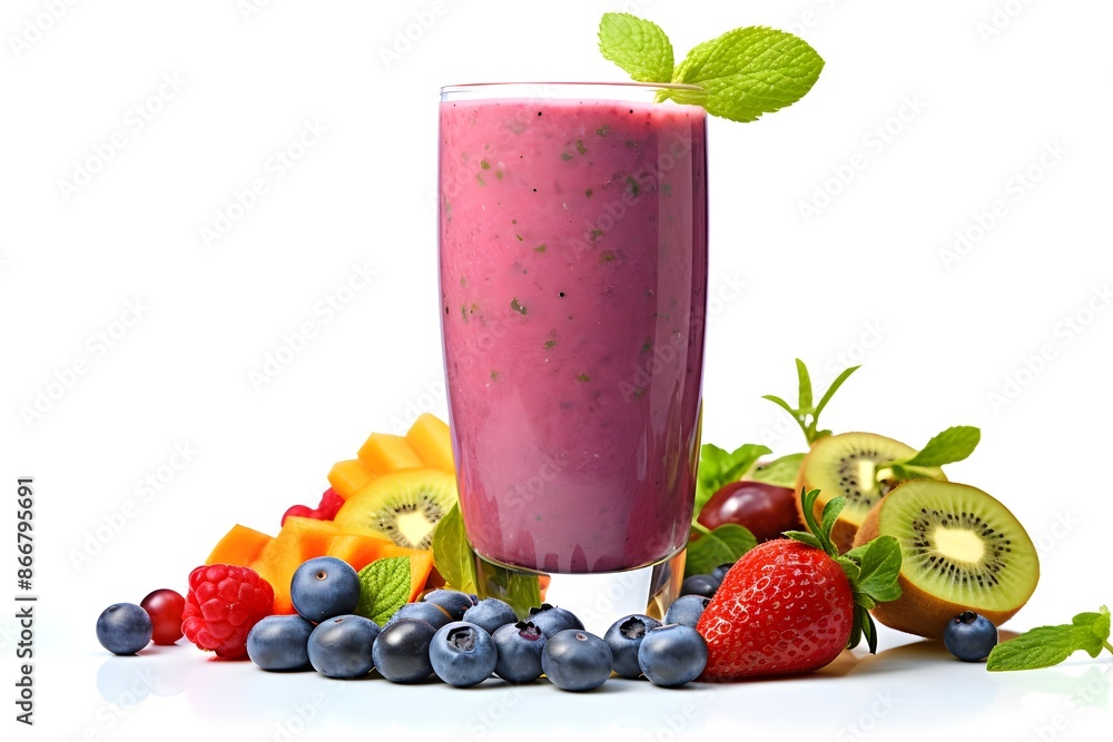 Refreshing Berry Smoothie with Fresh Tropical Fruits Refreshing Berry Smoothie with Fresh Tropical Fruits