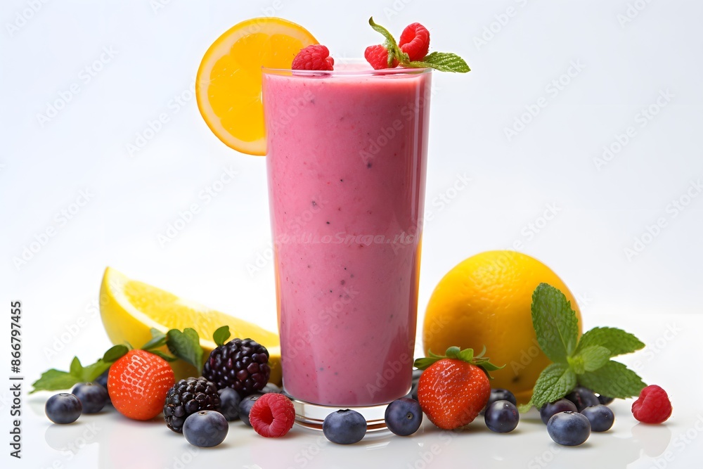 Refreshing Berry Smoothie with Fresh Tropical Fruits Refreshing Berry Smoothie with Fresh Tropical Fruits