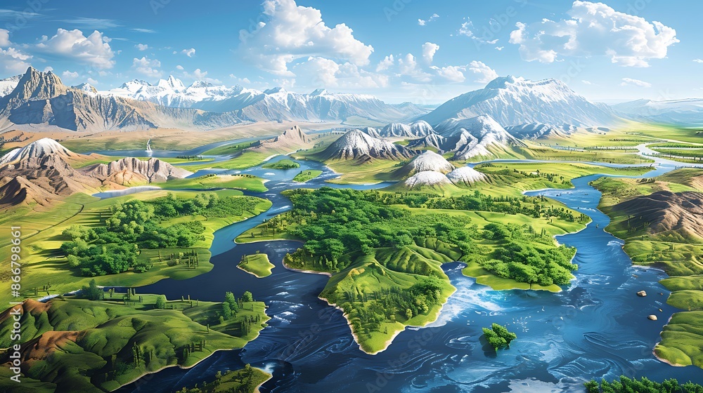 ภาพประกอบสต็อก Visual aid on Terrestrial Biomes detailing ...