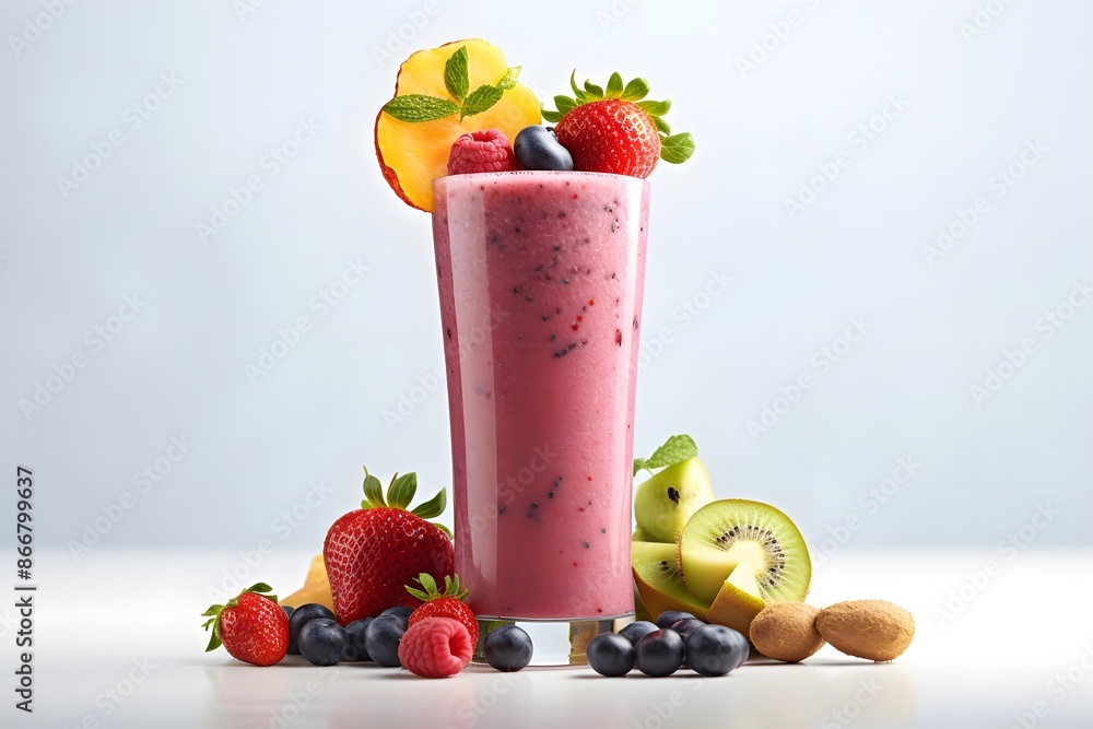 Refreshing Berry Smoothie with Fresh Tropical Fruits Refreshing Berry Smoothie with Fresh Tropical Fruits