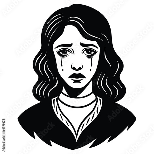 expressive sorrow on young sad woman face in a vintage style