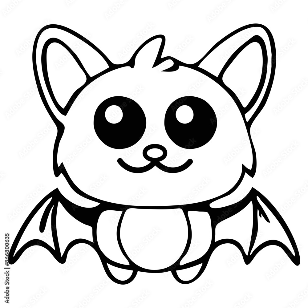 A cute white bat with large eyes and a smiling expression A cute white bat with large eyes and a smiling expression