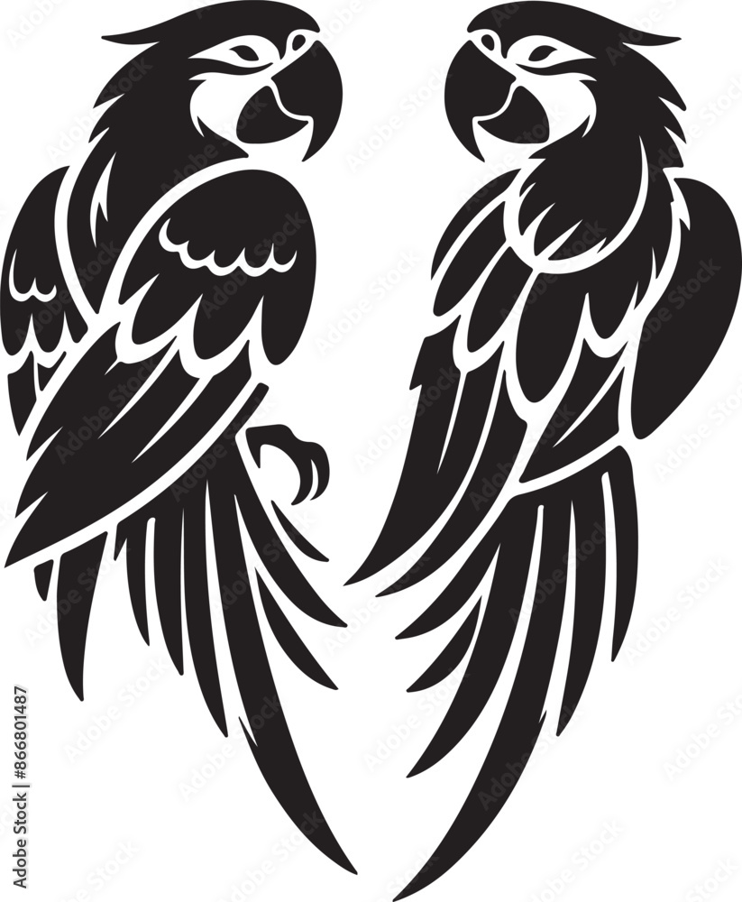 Macaw silhouette vector image icon Macaw silhouette vector image icon
