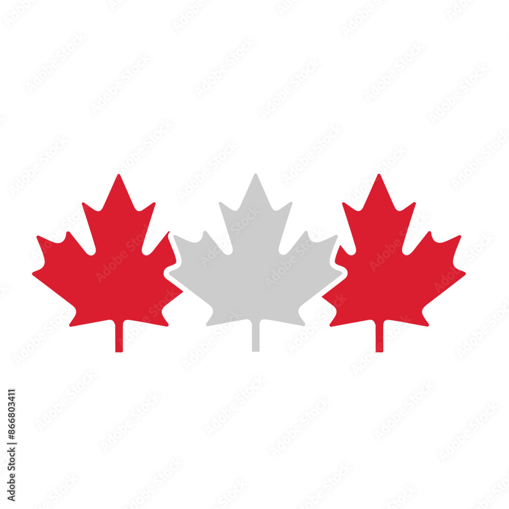 Three red and white maple leaves, representing the Canadian flag Three red and white maple leaves, representing the Canadian flag