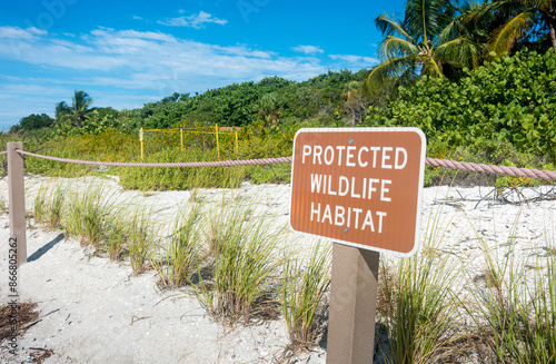 Canvas Print A sea turtle nesting site on the beach in Sanibel, Florida