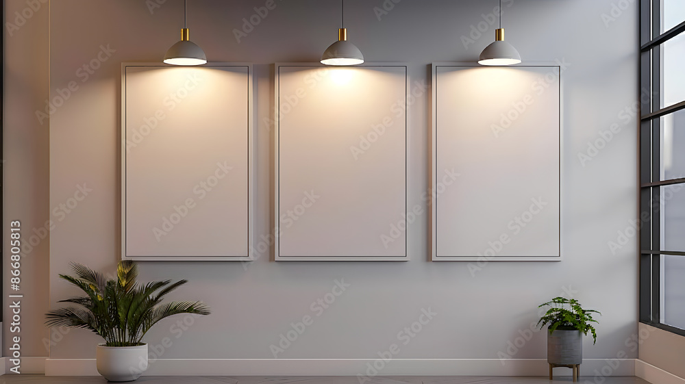 Photo frame, blank photo frame on wall with beautiful room interior design Photo frame, blank photo frame on wall with beautiful room interior design