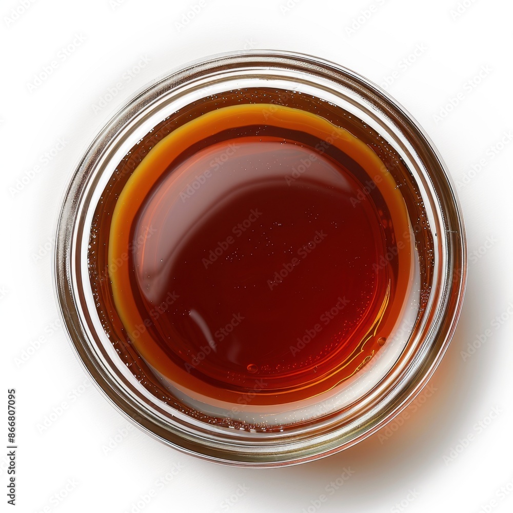 Rich Bourbon Glaze minimal, on white background, top view Rich Bourbon Glaze minimal, on white background, top view