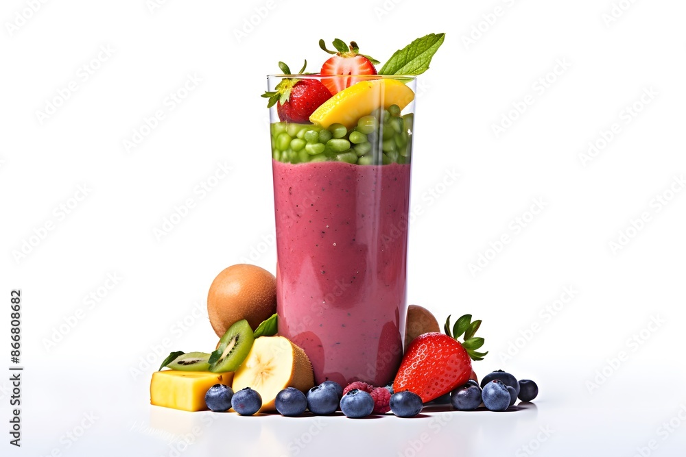 Refreshing Berry Smoothie with Fresh Tropical Fruits Refreshing Berry Smoothie with Fresh Tropical Fruits