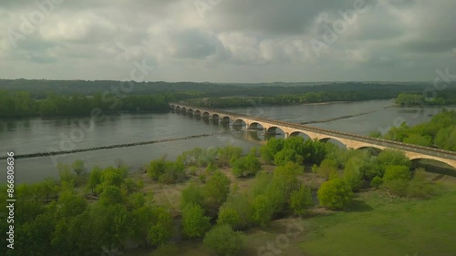 Wallpaper Mural SNCF railway bridge in France's countryside passes over the Loire River. Torontodigital.ca