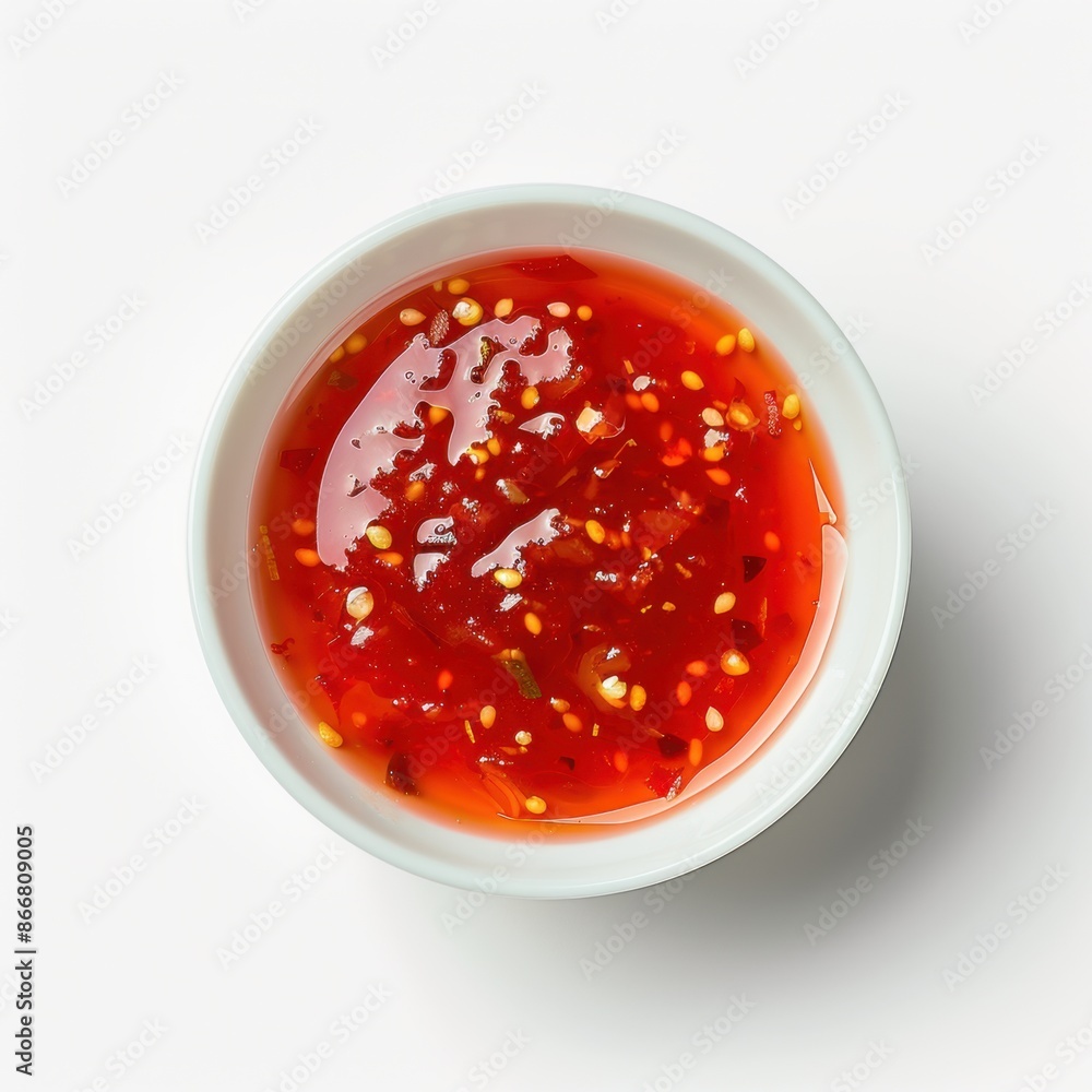 Sweet and Sour Sauce minimal, on white background, top view Sweet and Sour Sauce minimal, on white background, top view