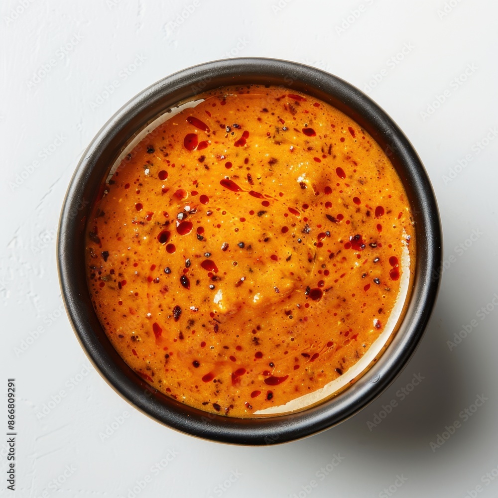 Fragrant Curry Sauce minimal, on white background, top view Fragrant Curry Sauce minimal, on white background, top view