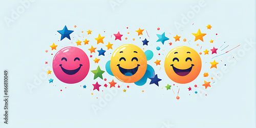  Users rate satisfaction by smiling faces, on online applications. satisfaction feedback review, good quality. Customer satisfaction service concept design