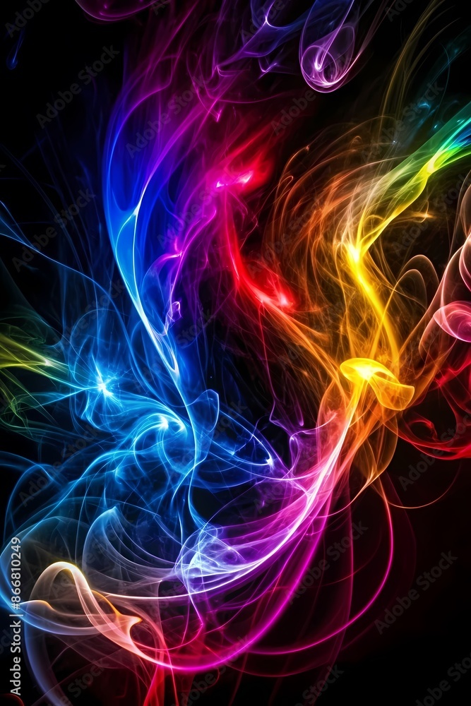 Fototapeta premium Colorful Smoke Waves Wallpaper for Creative and Energetic Backgrounds