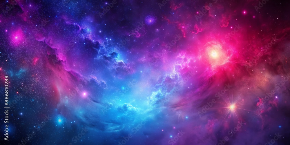 Naklejka premium Vibrant dark magenta and fuchsia blue hues blend in a stunning abstract matte background, evoking the mystery of deep space with a rich purple gradient effect.