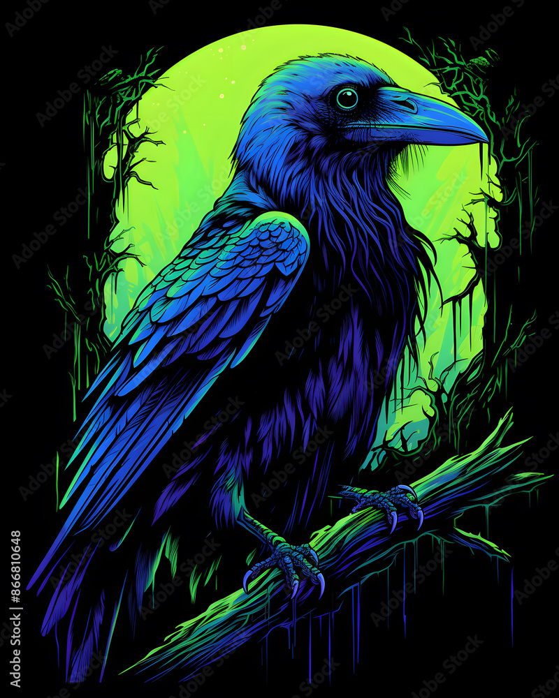 Fototapeta premium Raven lurked in the shadows