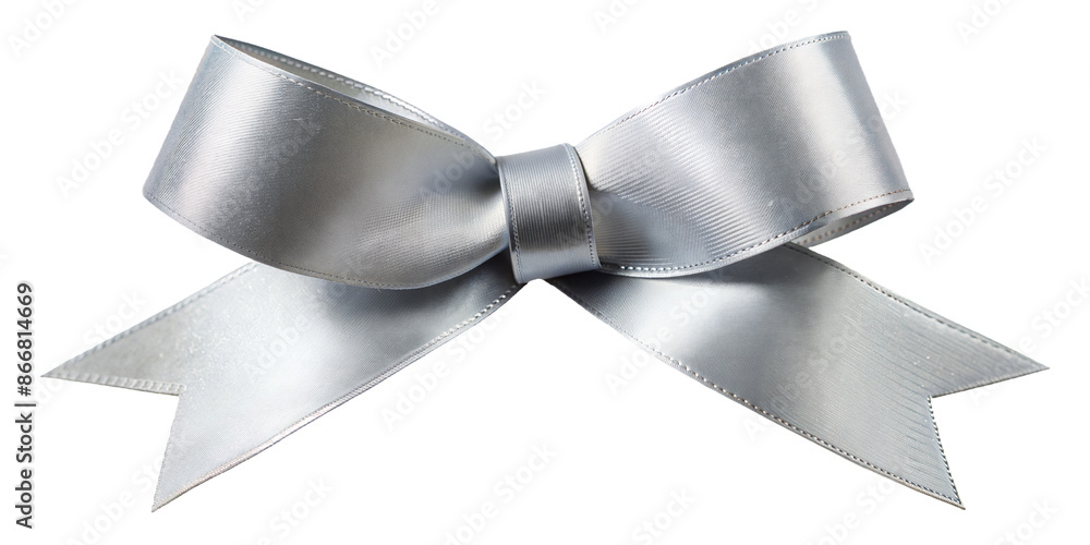 silver ribbon isolated on transparent background