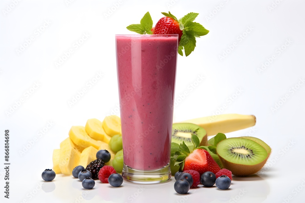 Refreshing Berry Smoothie with Fresh Tropical Fruits Refreshing Berry Smoothie with Fresh Tropical Fruits