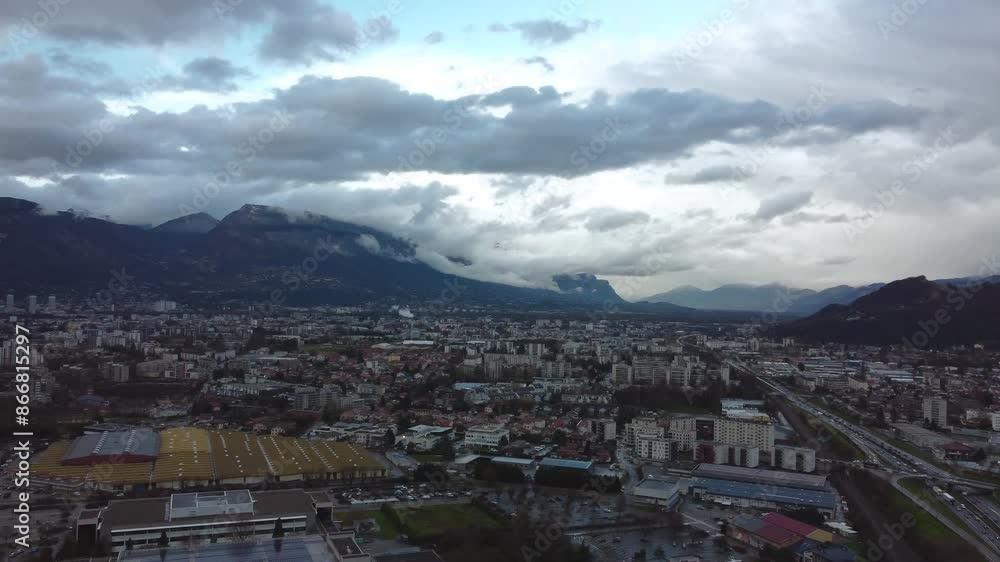 Bird's eye view of the transport links in Grenoble, France Bird's eye view of the transport links in Grenoble, France