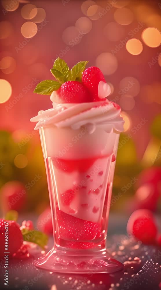 Delectable yoghurt served in a glass with a mint leaf decoration and topped with jelly. Delectable yoghurt served in a glass with a mint leaf decoration and topped with jelly.